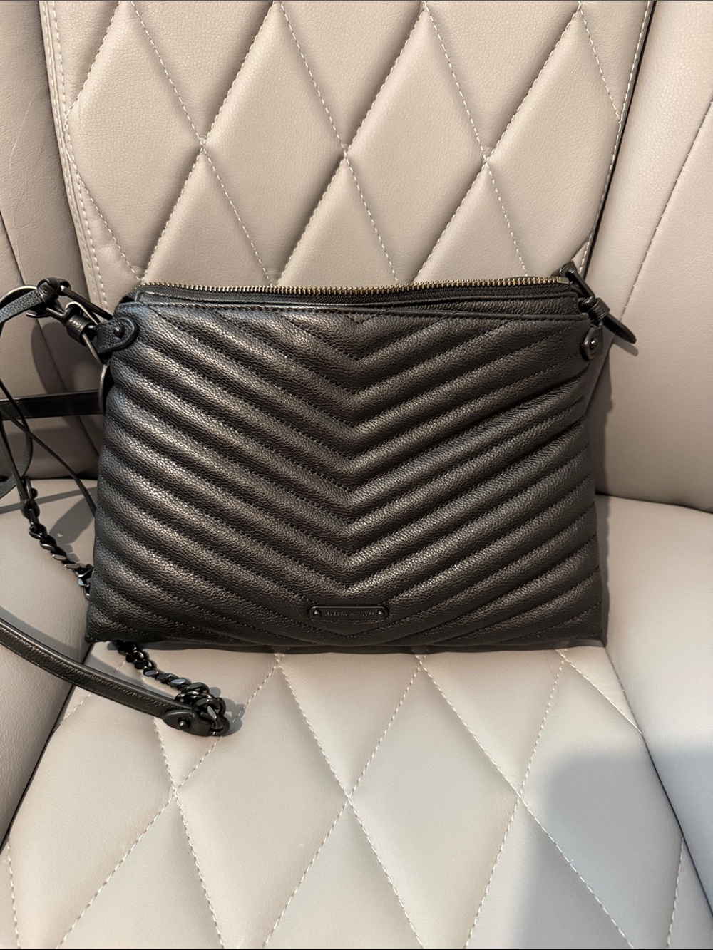 Rebecca Minkoff Quilted Chevron Crossbody Bag in Black